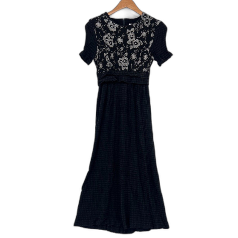 JBS VTG Cottage Core Dress‎ Southwestern Whimsi Retro Milkmaid Black Size SM